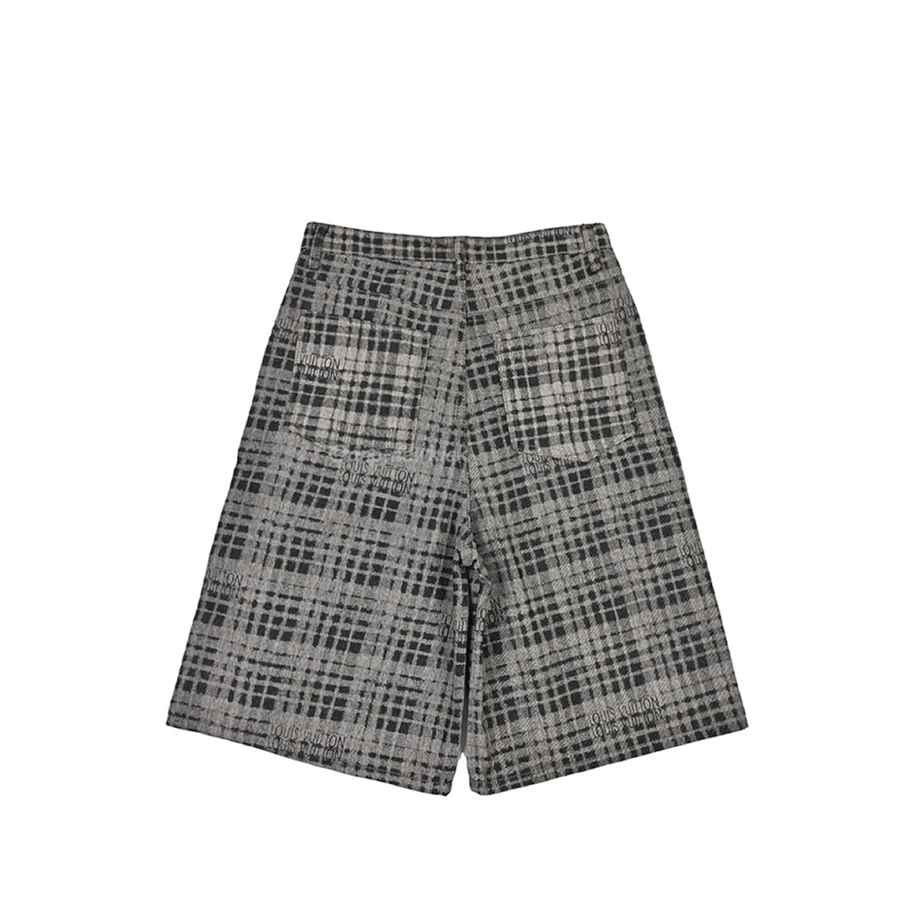 Louis Vuitton 1v 24ss Grey Checkerboard Printed Denim Shorts (5) - newkick.app